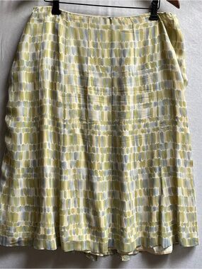 Talbots 100% Silk Geometric Patterned A-Line Skirt Sz 16W
